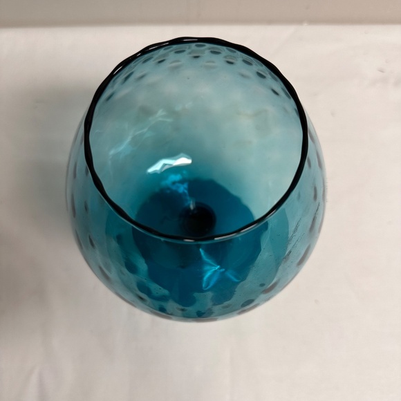 Mid-Century Empoli Italian Azure Blue Footed Snifter Italian Glass Vase - Picture 2 of 4